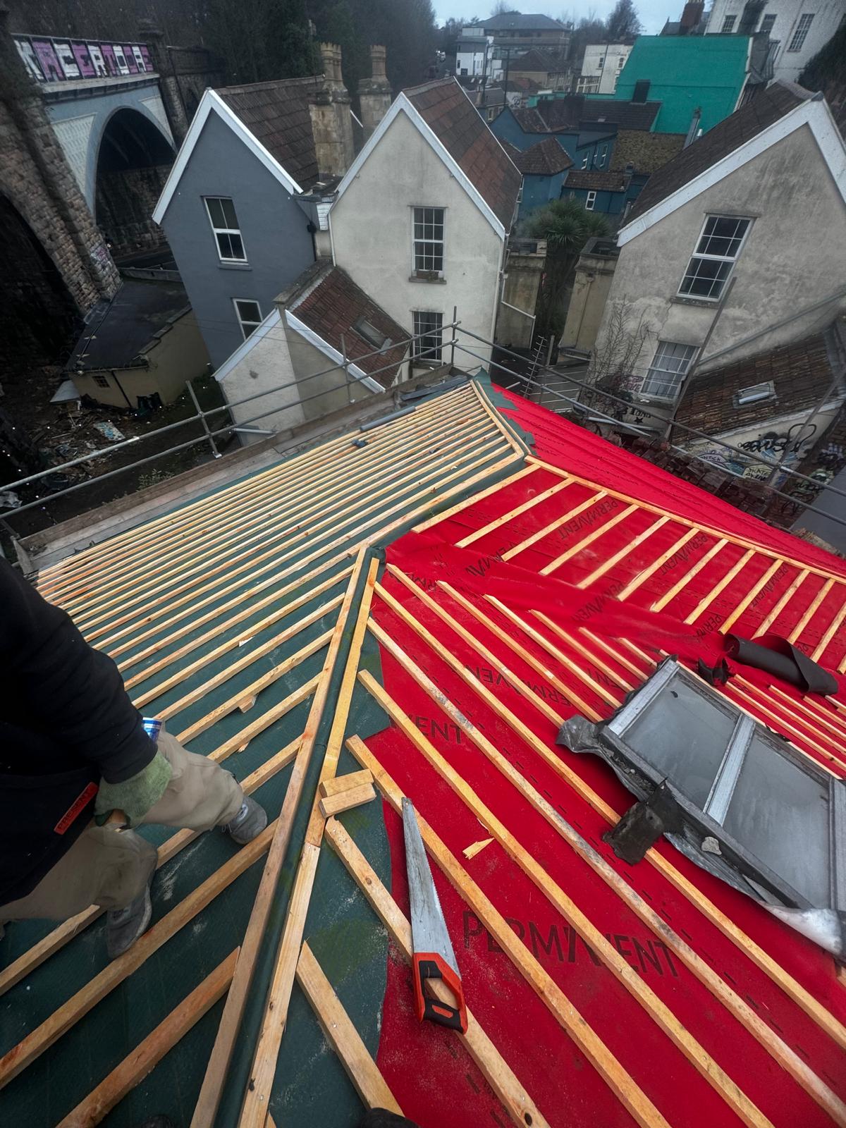 Ridge tile re-bedding by Gibbs Roofing